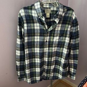 New L.L. Bean Men’s Navy, Green & White Plaid Button-Down Shirt Sz M Reg